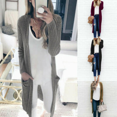 

Women Waterfall Long Sleeve Cardigan Trench Long Coat Duster Jacket Outwear Silm