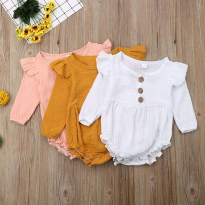 

US Newborn Infant Baby Girl Long Sleeve Bodysuit Romper Jumpsuit Sunsuit Clothes