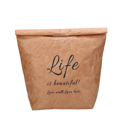 

Foldable Reusable Food Storage Large Capacity Kraft Paper Picnic Lunch Bag