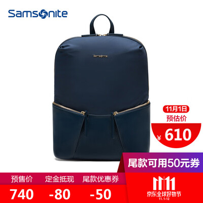 

Samsonite Backpack Samsonite Backpack Large Capacity Light Travel Bag 14 Inch Casual Simple Business Backpack Neutral Bag BV511001 Blue