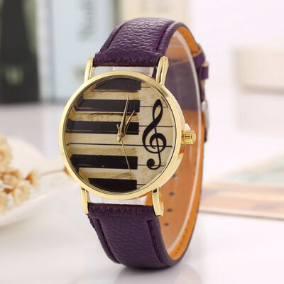 

Creative personality notes leather gold watch couple student leisure sports quartz watch