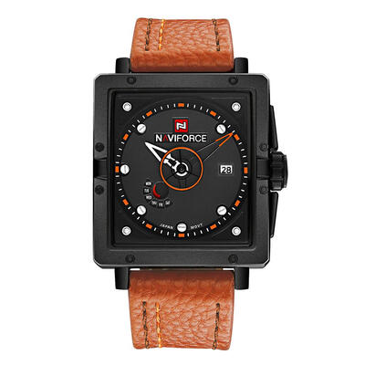 

NAVIFORCE Leather Strap Man Watch Waterproof Quartz Calendar Watch 4 Types