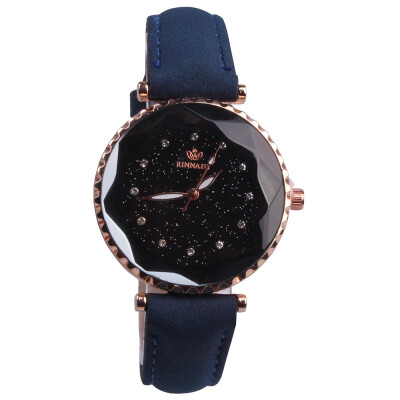 

Womens watch leather strap starry rhinestone dial simple trend students