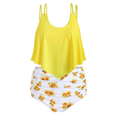 

Roseonmyhand Women Two Pieces Bathing Suits Top Ruffled With High Waisted Bottom Bikini Set
