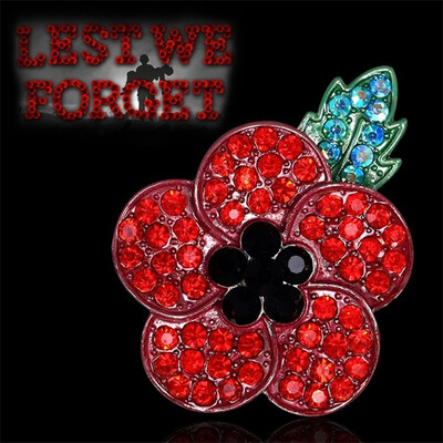 

Large Red Crystal Poppy Pin Brooch Badge Diamante Flower Collection Gift Poppies