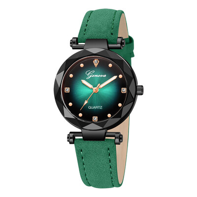 

RM New Fashion Geneva Women Leather Band Stainless Steel Quartz Analog Wrist Watch