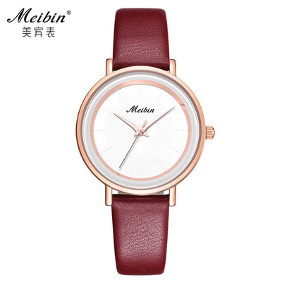 

Meibin 1179 fashion business ladies watch waterproof watch simple leather belt watch female quartz watch