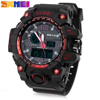 

SKMEI 1155 Men Double Movement Watch Water Resistance Dual Time Day Alarm Light Wristwatch