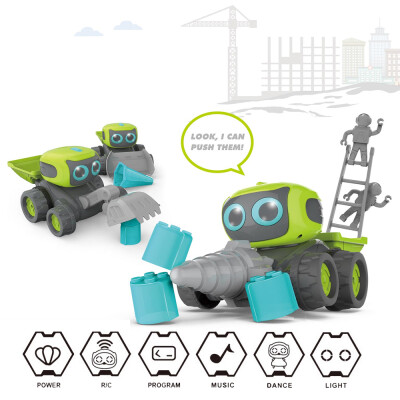 

969 Infrared Control 3 in 1 Intelligent Engineering Excavator Driller Pushdozer Programmable Music Dance Truck RC Robot Toy Gift