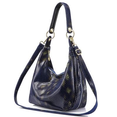 

REALER brand women genuine leather handbag female shoulder bag with serpentine prints ladies crossbody bag hobos high quality