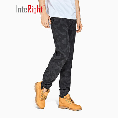 

Beijing selected products × INTERIGHT jeans mens trend camouflage laser printed bouquet feet jeans deep gray ash 32 yards L