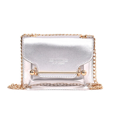 

Jelly Fashion Women Brand Design Small Square Shoulder Bag Clear Transparent PU Composite Messenger Bags New Female Handbags