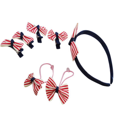 

7PcsSet Kids Girls Bow Headwear HairpinHairbandElastic Headband