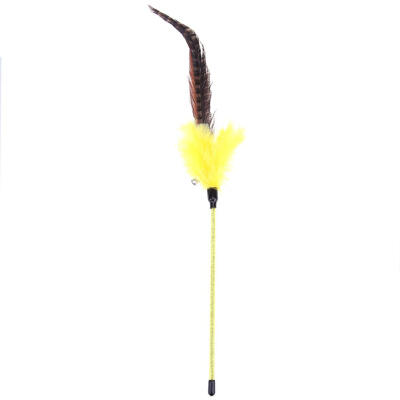 

Colorful Long Tail Feather Stick Cat Catcher Teaser Toy with Bell Cat Rod