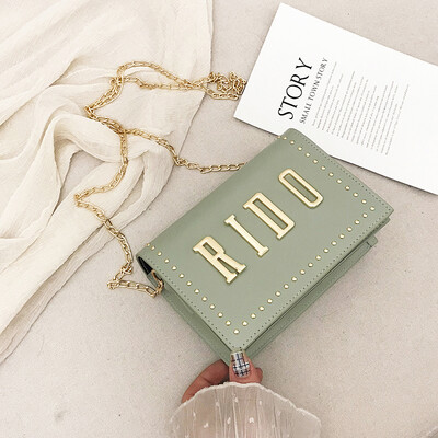 

2019 new personality rivet Messenger bag Korean fashion temperament letter chain bag female casual wild shoulder bag
