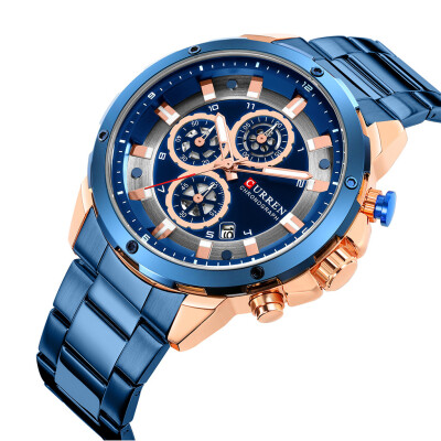 

Gobestart Waterproof Calendar Quartz Watch Round Three Fashion Eye Mens Business Watch