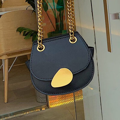 

French minority woman 2019 new Korean version 100 lap slant bag texture chain single shoulder saddle bag