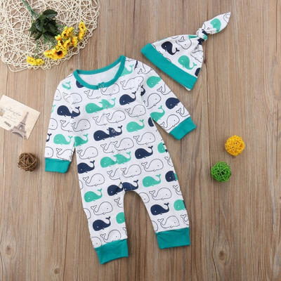 

Newborn Baby Boy Girl Infant Whale Romper Jumpsuit Playsuit Sunsuit Clothes