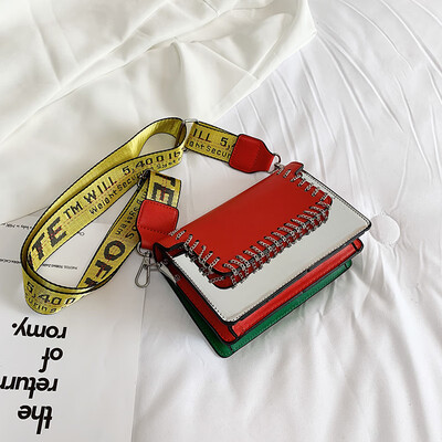 

Foreign air small bag female 2019 summer new female bag hit color wild small square bag wide shoulder strap slung shoulder bag tide