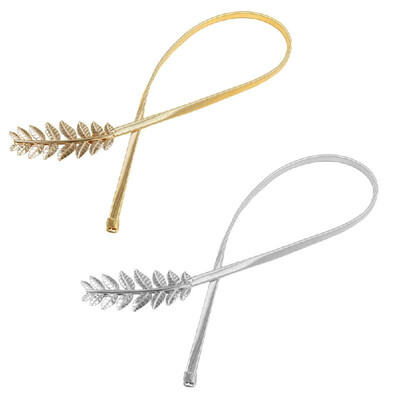 

New Fashion Vintage Women Skinny Elastic Belt Leaf Design Clasp Front Stretch Metal Waist Belt GoldSilver