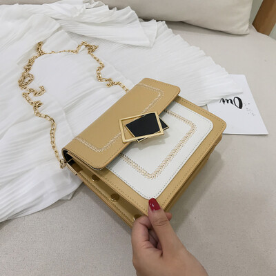 

2019 new Korean fashion embroidery line hit color wild chain bag female small fresh simple temperament shoulder Messenger bag