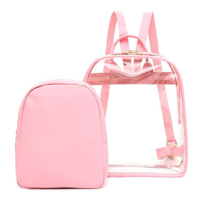 

2pcs Women Transparent PVC Backpack Casual Girls Travel Jelly Shoulder Bags