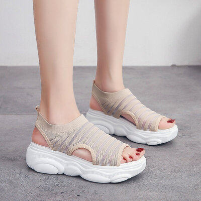 

Sandals Women Summer Baitao Sports Leisure Flying Weave Elastic Socks Shoes Breathable Beach Shoes Lazy Shoes
