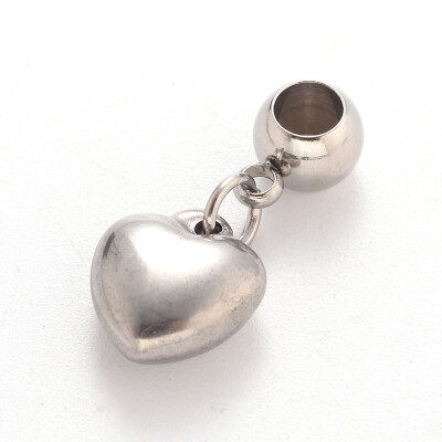 

Heart 304 Stainless Steel European Large Hole Dangle Beads Stainless Steel Color 20mm Hole 4mm