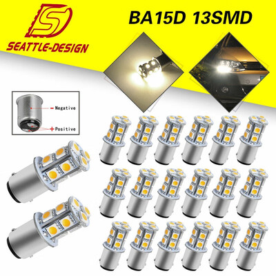 

20x Warm White BA15D 13SMD Non-Polarity LED Tail Brake Parking Light Bulbs 12V