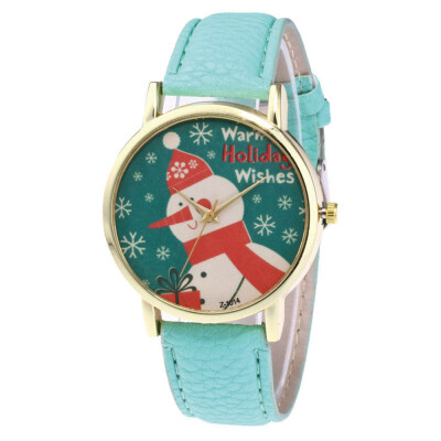 

Christmas night snowman Luxury Brand Ladies Watch Fashion Leather Wrist Quartz Girl Watch for Women Lovers Dress Watches Clock