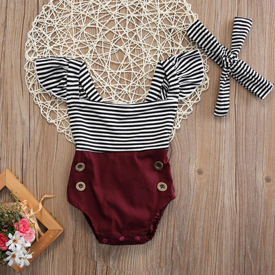

Newborn Toddler Baby Girl Clothes Romper BodysuitHeadband Sunsuit Outfit Set