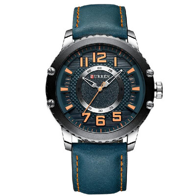 

CURREN 8341 Man Quartz Watch Waterproof Alloy Case Hardlex Mirror Genuine Leather Strap Male Wristwatch