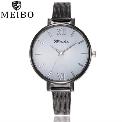 

MEIBO Dropshipping Women Wristwatches Fashion Thin Stainless Steel Luxury Womens Steel Quartz Watches Relogio Feminino Hot 533
