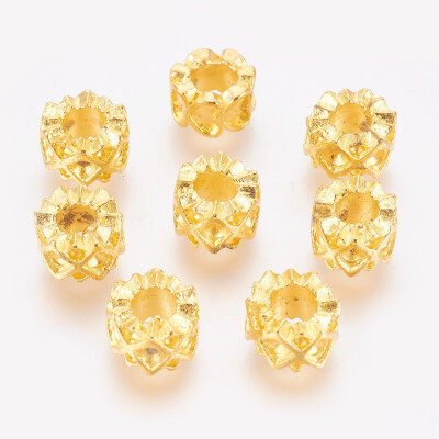 

Tibetan Style European Beads Large Hole Beads Lead Free Column Golden 10x10x6mm Hole 5mm Fit for 2mm Rhinestone