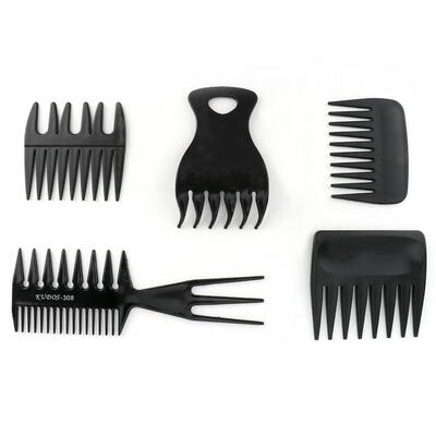 

Greensen 5pcs Men Retro Oil Hair Hairdressing Comb Portable Wide Large Tooth Hairstyle Comb