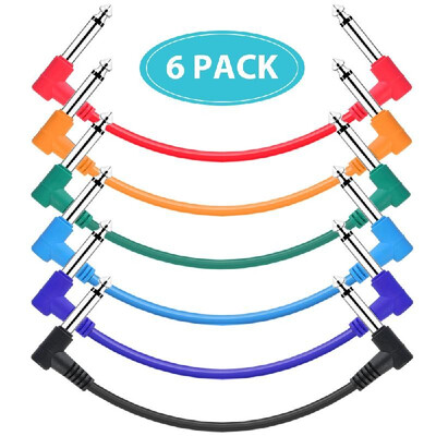 

ammoon Guitar Effect Pedal Cables Instrument Patch Cord 15cm 14 Inch Right Angle TS Plug PVC Jacket 6pcspack