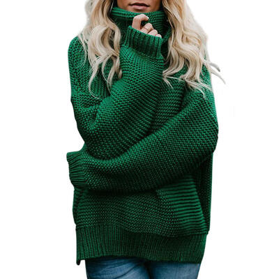 

Women Pullovers Turtleneck Sweater Winter Knitted Warm Casual Tops Coat