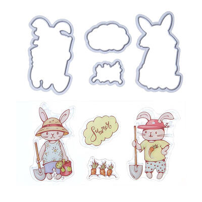 

Farmer Rabbit Stamp Metal Cutting Dies Stencil Scrapbooking Embossing Craft