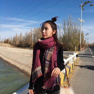 

Korean version of the new autumn&winter imitation cashmere scarf female monochrome demolition wild shawl four corners to remove warm long scarf