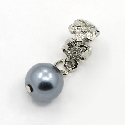 

Large Hole Platinum Plated Alloy European Dangle Beads with Round Acrylic Beads SlateGray 28mm Hole 5mm