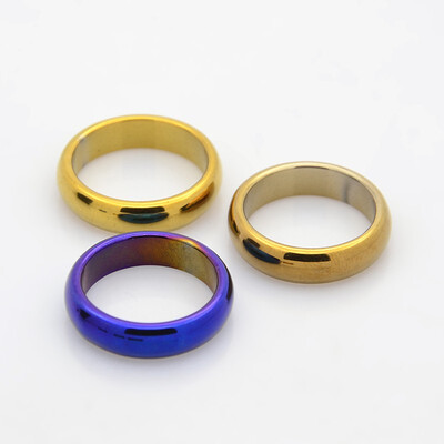 

Electroplate Non-Magnetic Synthetic Hematite Wide Band Rings Mixed Color 17mm