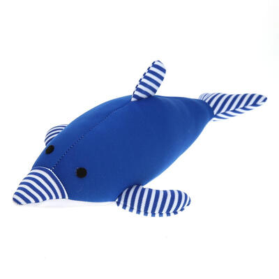 

Cute Stripes Dolphin Shape Pet Plush Toy Dog Sound Squeaky Teeth Clean Toys