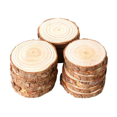 

12pcs Original Ecology Retro DIY Decoration Big Round Natural Raw Wood Chips With Bark
