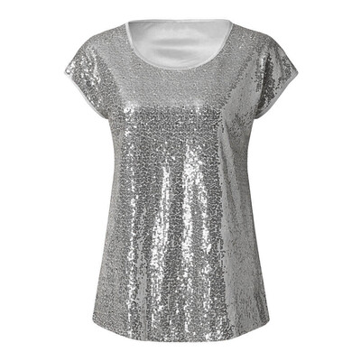 

Nomeni Women Summer Casual Sequin Short Sleeve Pullover T Shirt Tops Blouse