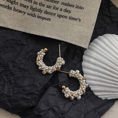 

Aretes de mujer modernos 2018 new brand design semi-circular flower earrings generous minimalist Korean earrings for women