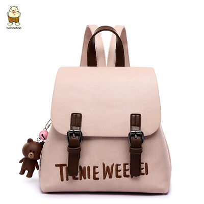 

North bag ins double shoulder bag female small backpack Korean version of schoolbag soft leather 100 students bag college