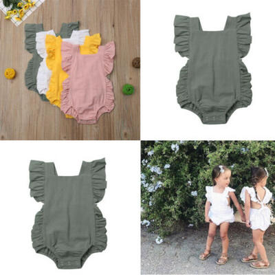 

US Newborn Infant Baby Girls Fly Sleeve Romper Bodysuit Jumpsuit Clothes Outfits