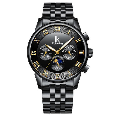 

IKColouring Fashion Business Automatic Men Watches 1ATM Life Water-resistant Luminous Mechanical Man Wristwatch Calendar Moon Phas