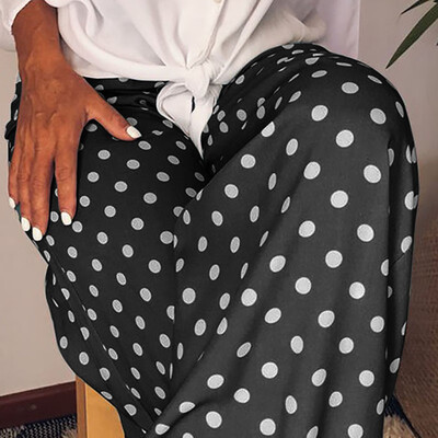 

2019 Women Baggy Harem Pants Boho Polka Dot Wide Leg Yoga Casual Trousers M3XL