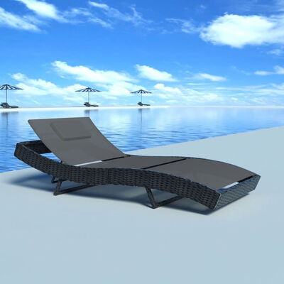 

Sun Lounger Poly Rattan Black